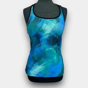 ATHLETIC WORKS ladies workout‎ racerback medium shelf bra blue/black